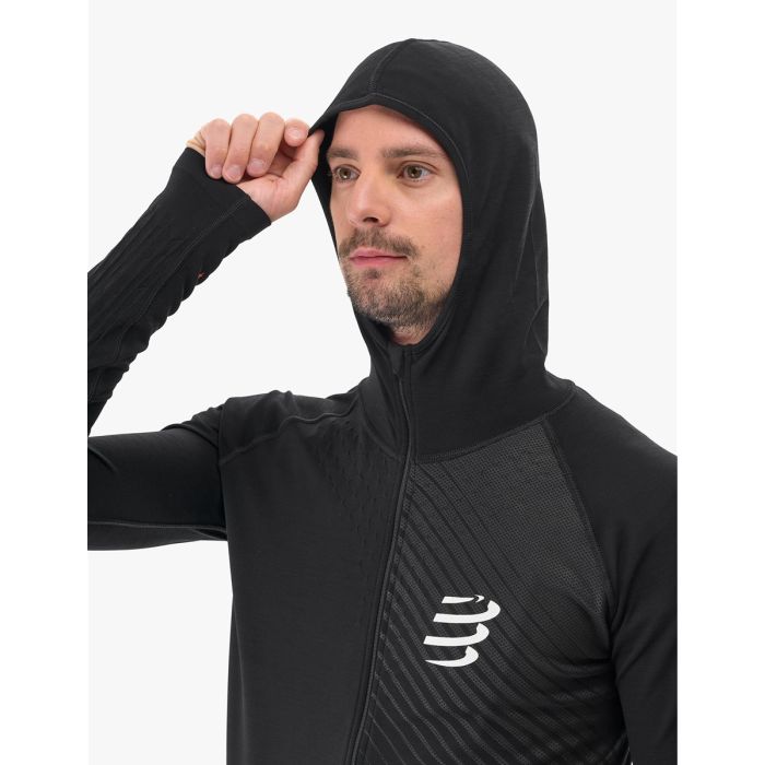 Meeste pusa lukuga Compressport 3D Thermo Seamless Hoodie must