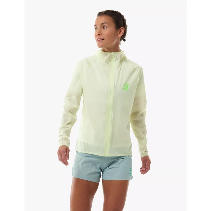 Naiste jooksujakk Compressport Hurricane Waterproof – Lime