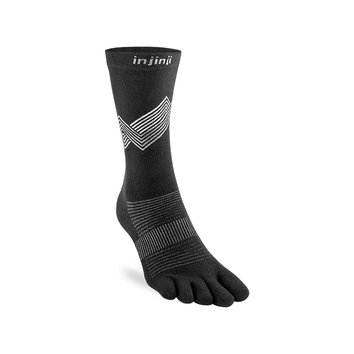 Injinji RUN õhukesed kõrged varvassokid coolmax must