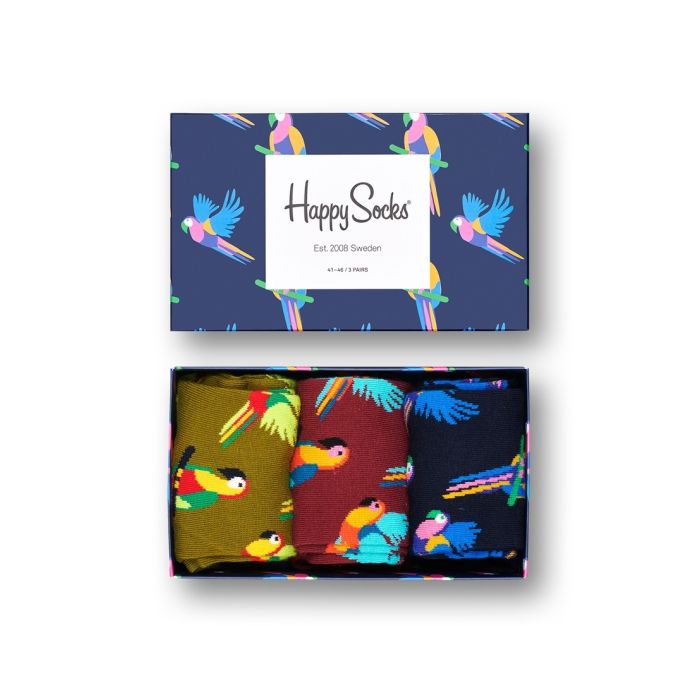 Happy Socks Parrots kinkekarp – 3 paari