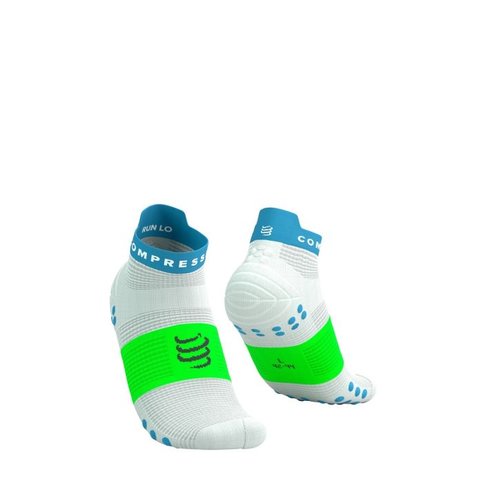 Compressport V4.0 RUN Low madalad jooksusokid - White/Norse Blue/Neon Green - T1 (35-38)