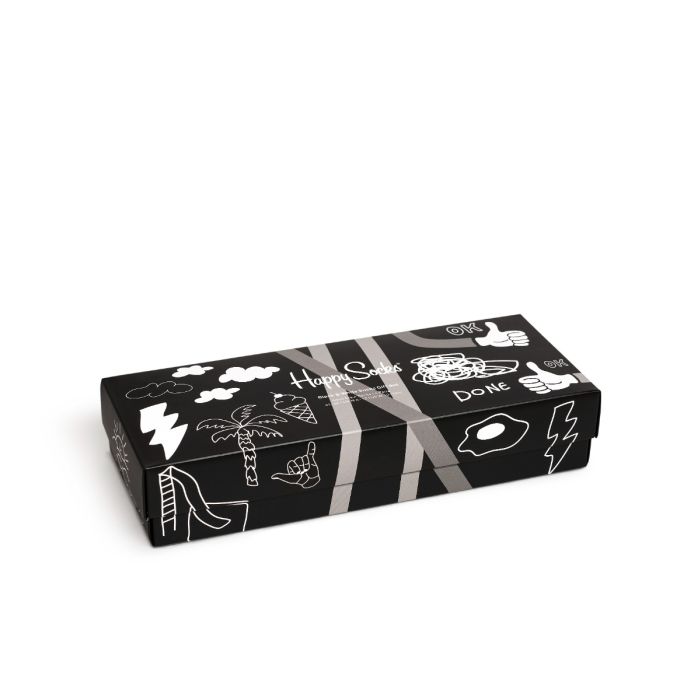 Happy Socks Black And White kinkekarp – 4 paari