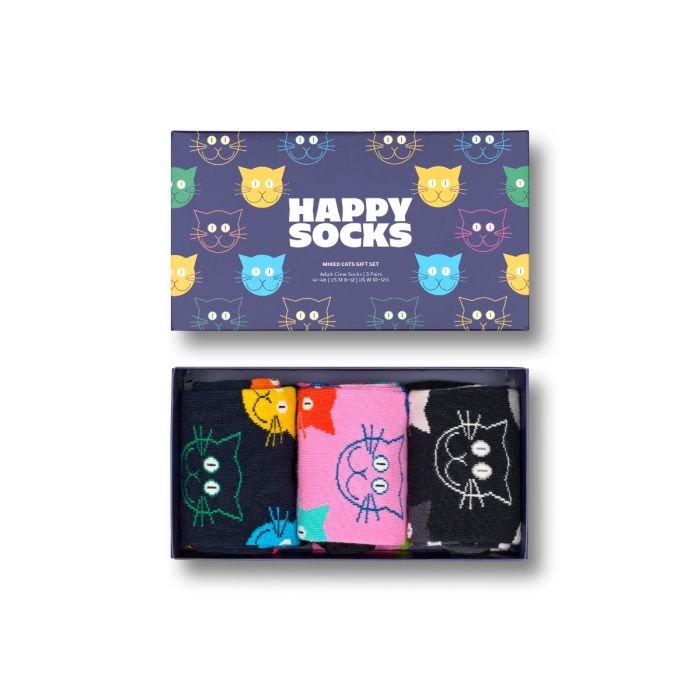 Happy Socks Mixed Cat kinkekomplekt – 3 paari