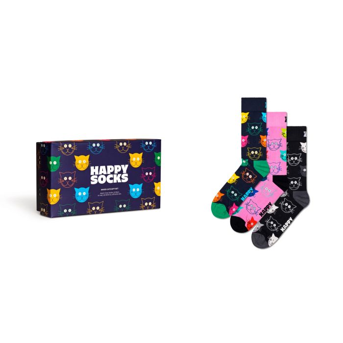 Happy Socks Mixed Cat kinkekomplekt – 3 paari