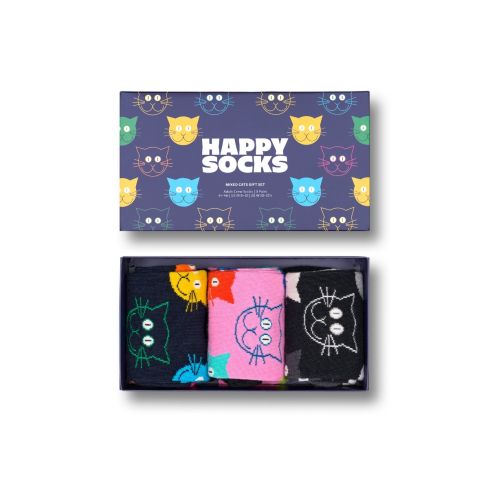 Happy Socks Mixed Cat Socks Gift Set 3-Pack